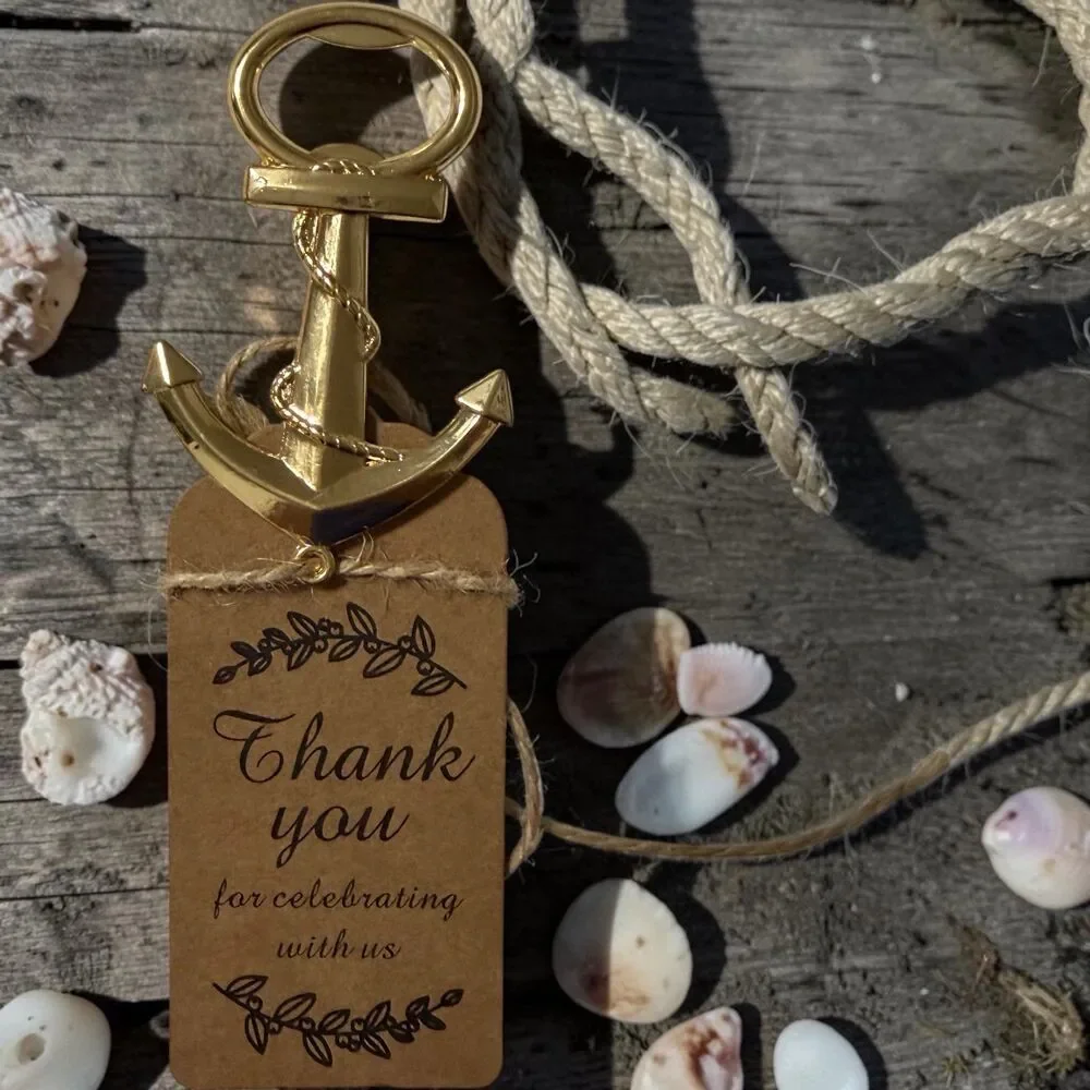 Gold Anchor Bottle Opener Wedding Favor – Nautical Thank You Party Gift